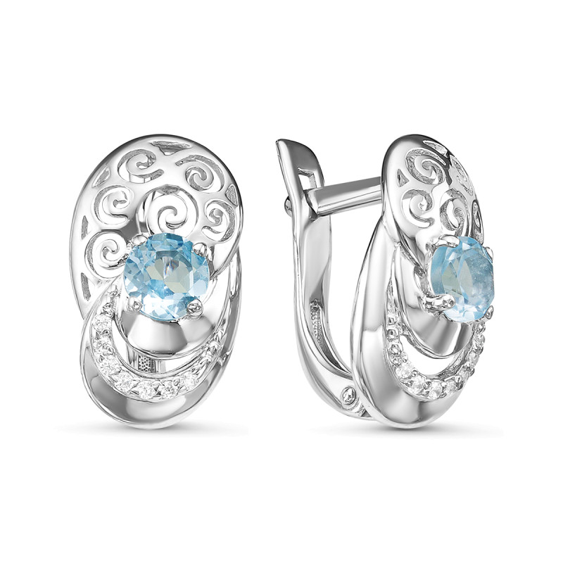 Серьги с топазом и фианитами