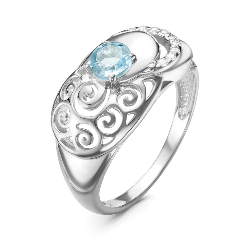 Кольцо с топазом и фианитами