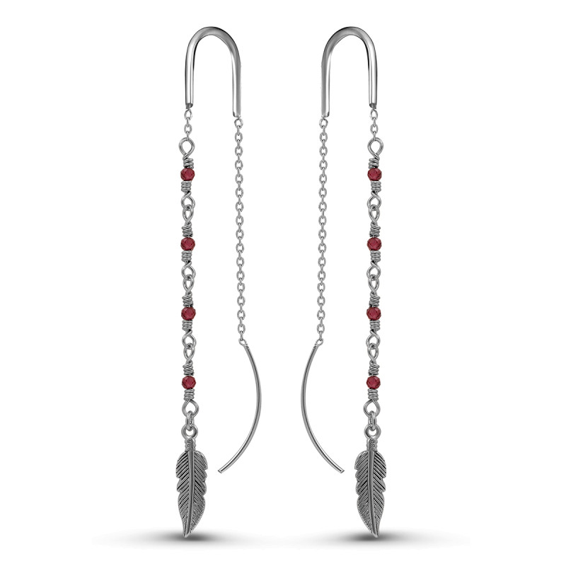 Серьги с натуральным гранатом