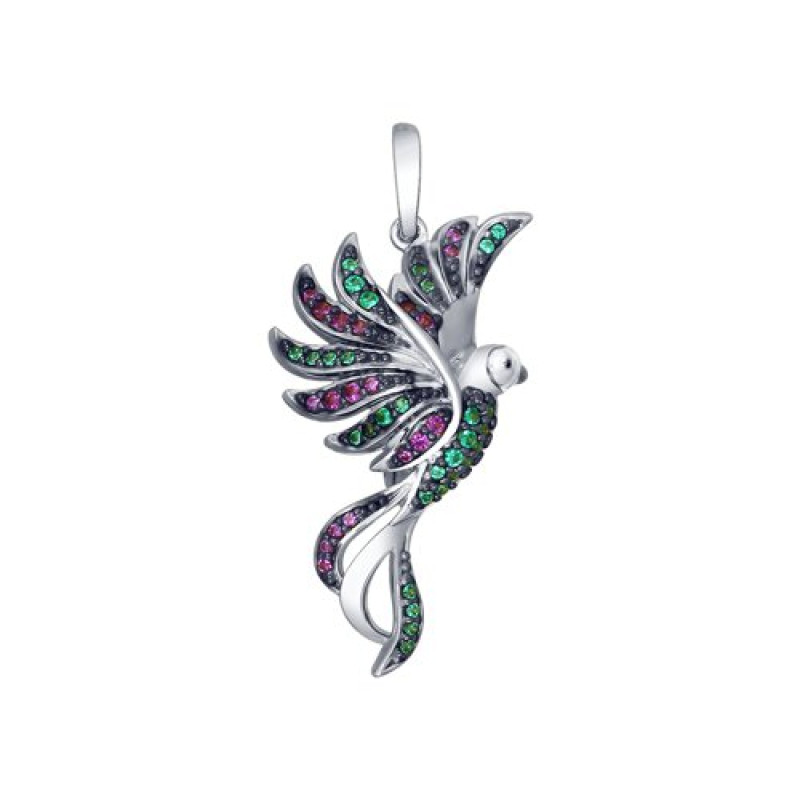 Подвеска "Птица" с фианитами