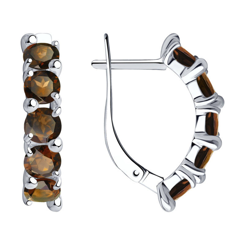 Серебряные серьги с раухтопазами