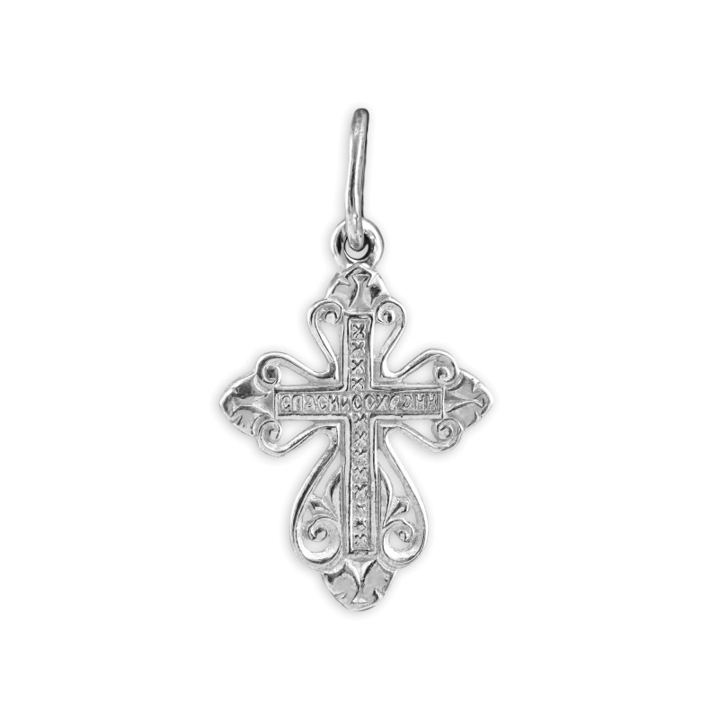 Серебряный крест с изумрудами