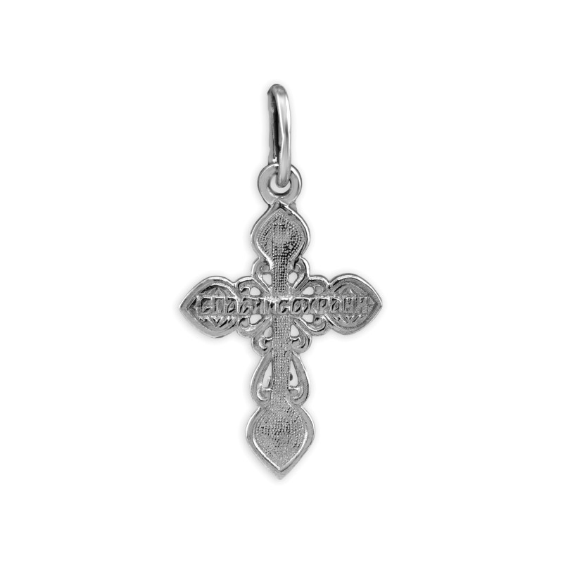 Серебряный крестик с рубинами