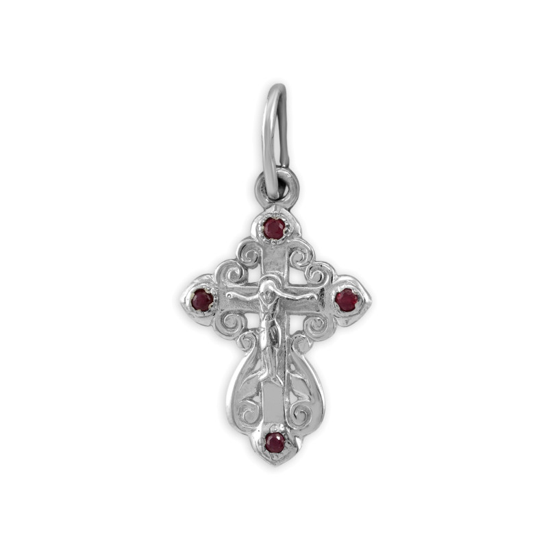 Серебряный крест с рубинами