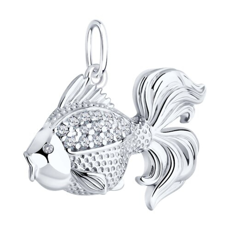 Подвеска "Рыбка" с фианитами