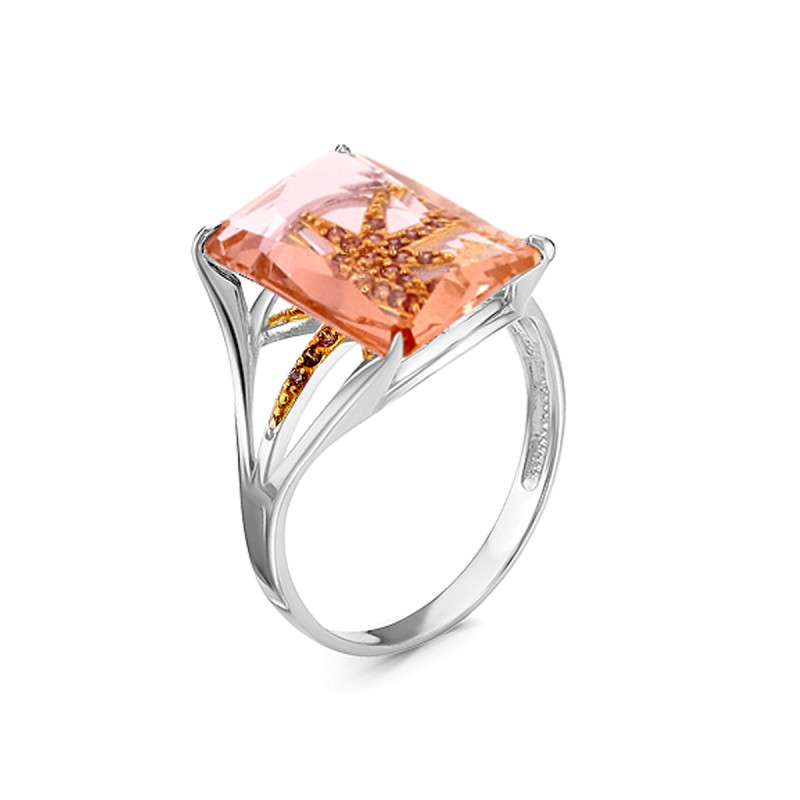 Кольцо с ситаллом и фианитами