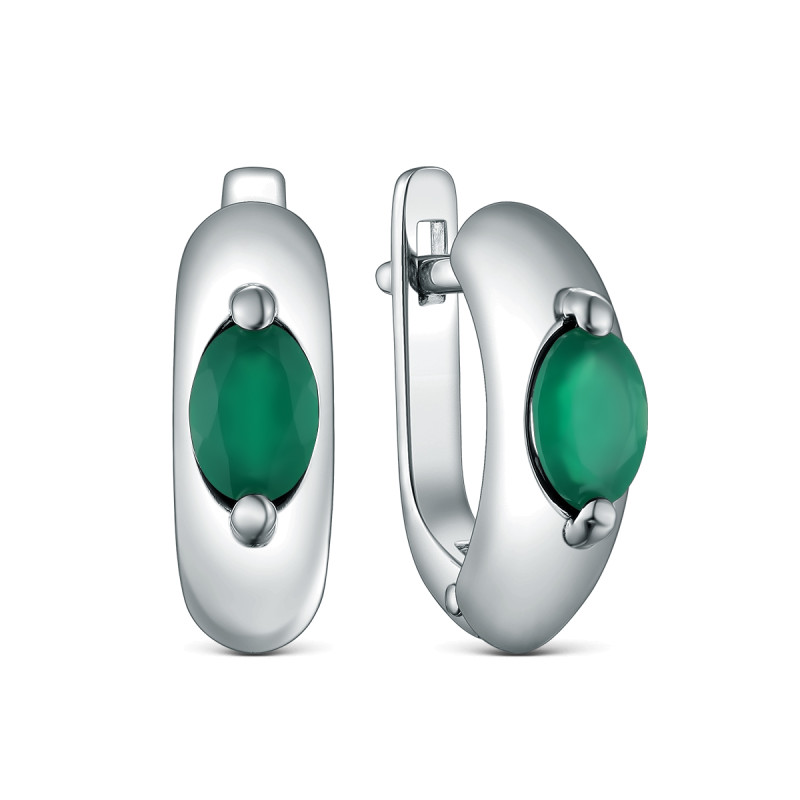 Серьги с зелёным агатом