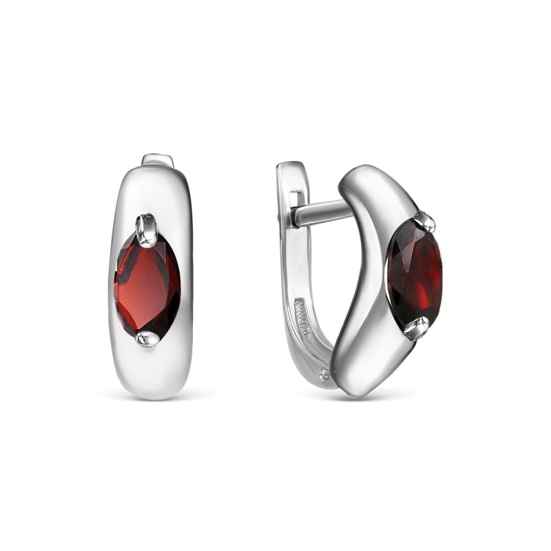 Серьги серебряные с гранатом