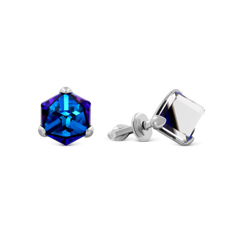 Серьги-пусеты с ювелирными кристаллами