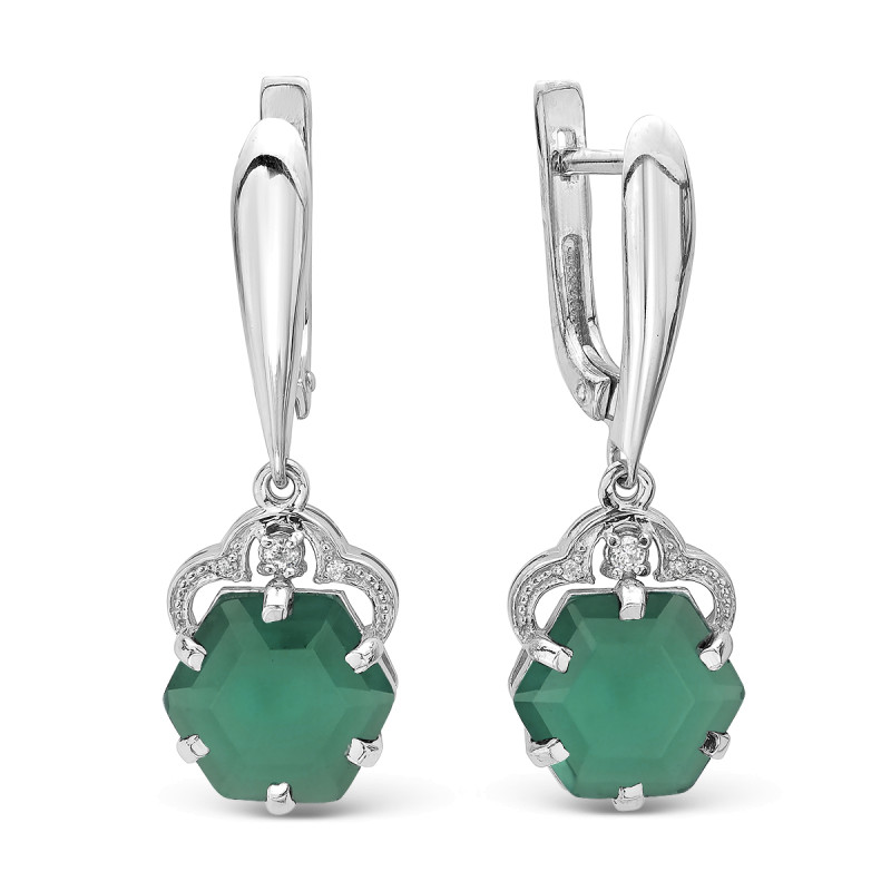 Серьги с кварцем и фианитами