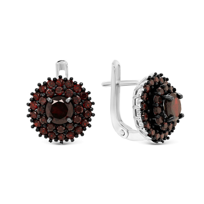 Серьги с натуральным гранатом