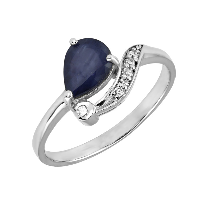 Серебряное кольцо с сапфиром и кубическим цирконием