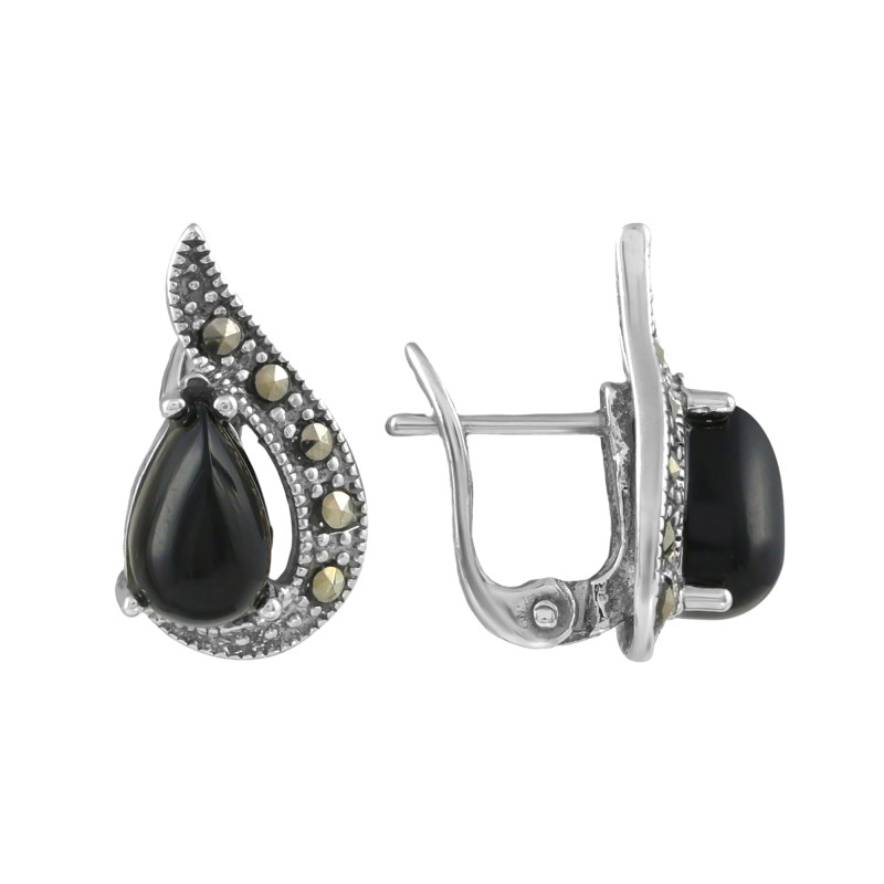 Серьги из серебра с ониксом