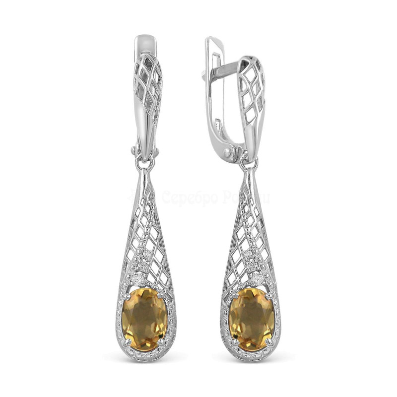 Серьги с ситаллом и фианитами