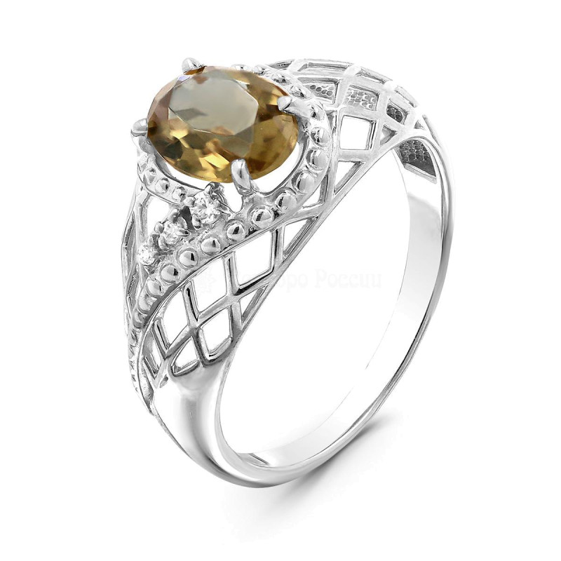 Кольцо с ситаллом и фианитами