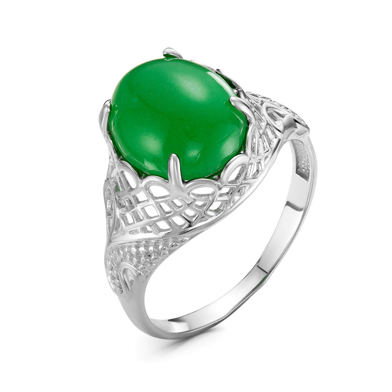 Кольцо с зелёным агатом