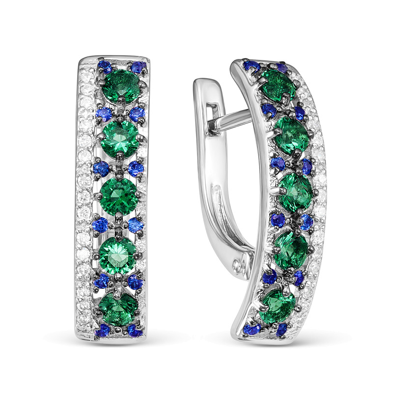 Серьги с кварцем и фианитами