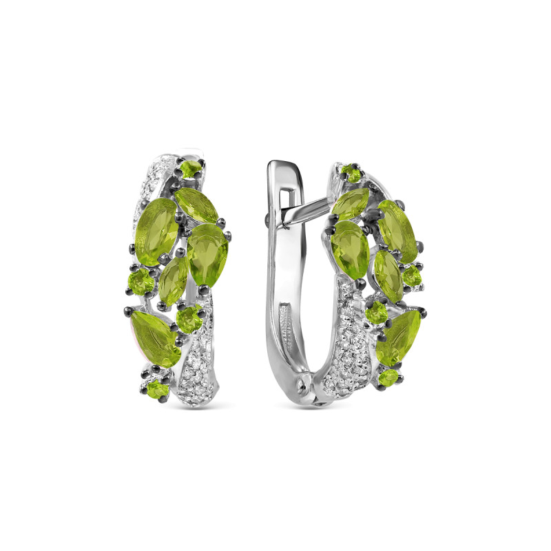 Серьги с кварцем и фианитами