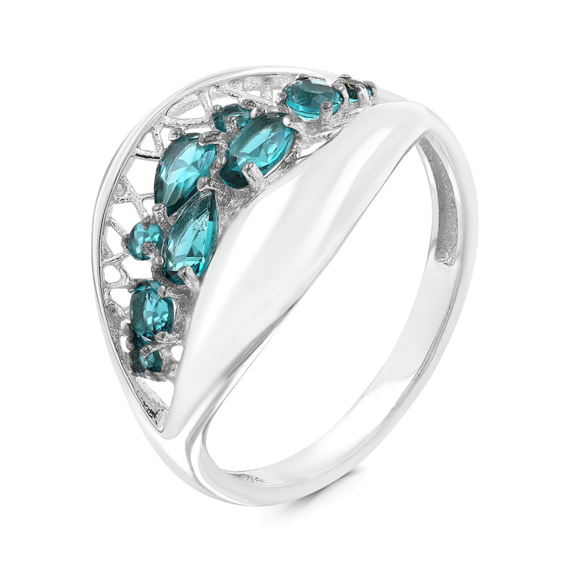 Серебряное кольцо с кварцем и фианитами