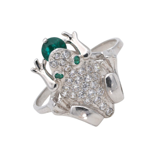 Кольцо с плавленным кварцем и фианитами