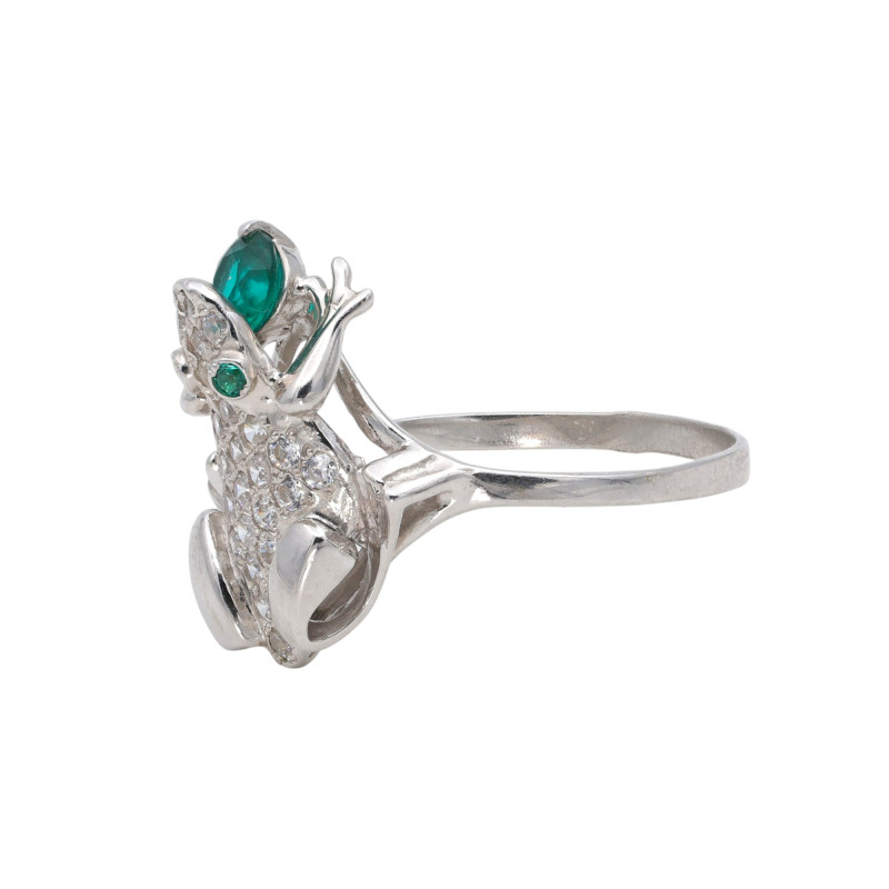 Кольцо с плавленным кварцем и фианитами