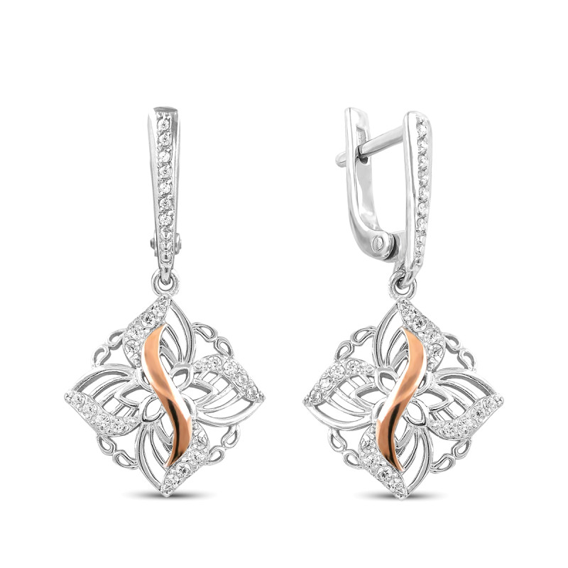 Серьги серебряные с фианитами