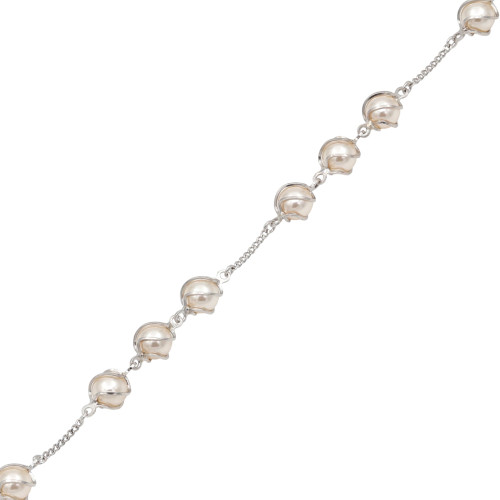 Браслет серебряный с имитированным жемчугом