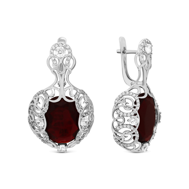 Серьги с кварцем и фианитами