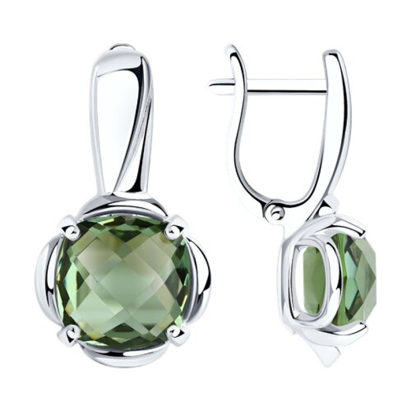 Серьги с зеленым кварцем