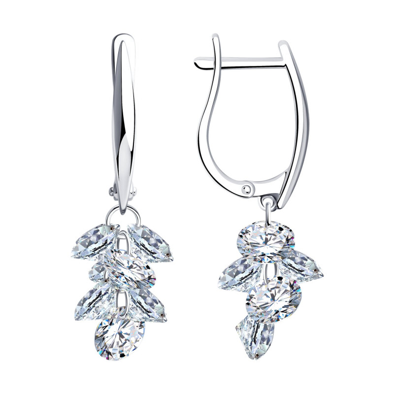 Серьги серебряные с фиантитами