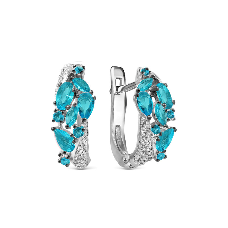 Серьги с кварцем и фианитами