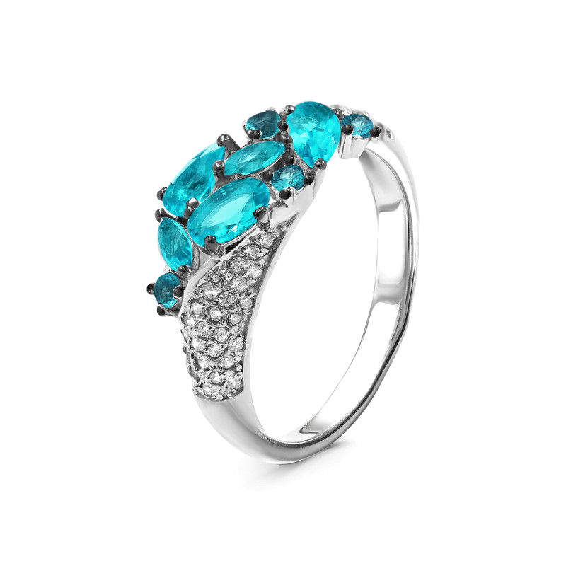 Кольцо с кварцем и фианитами