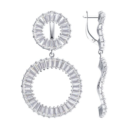 Серьги из серебра с фианитами