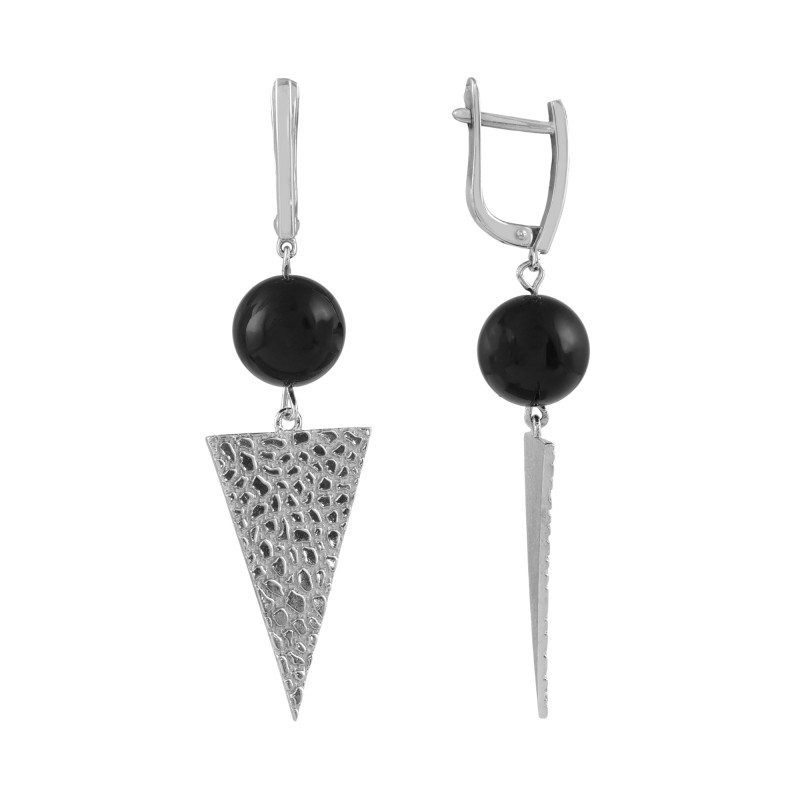 Серебряные серьги с натуральным ониксом