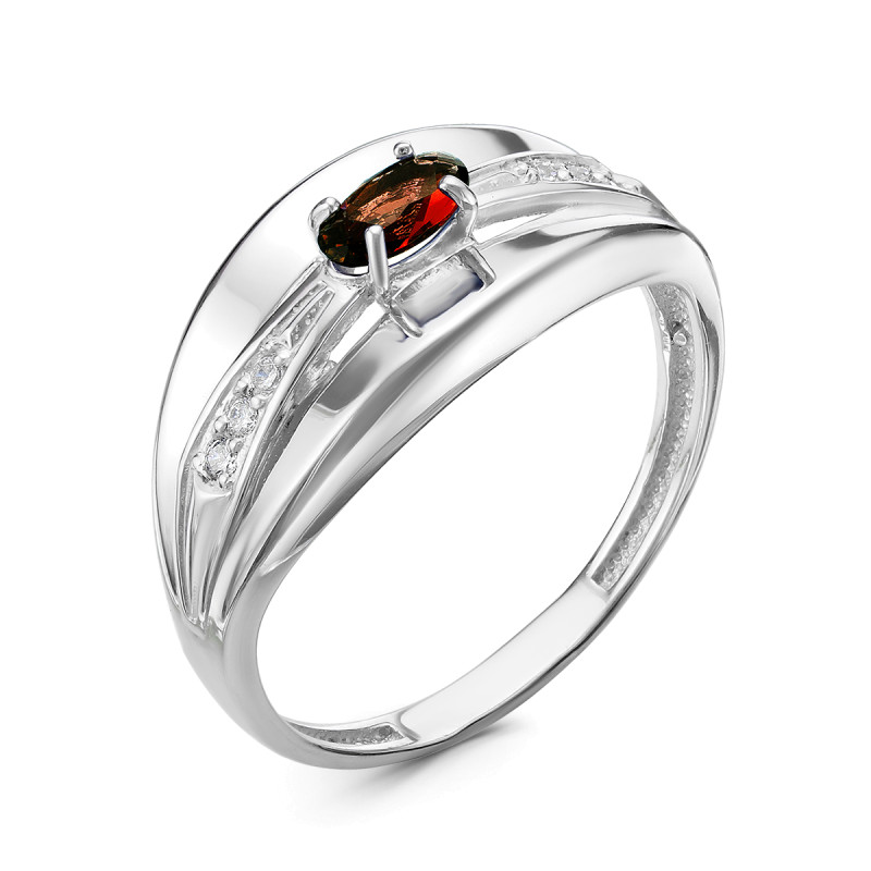 Кольцо с гранатом и фианитами