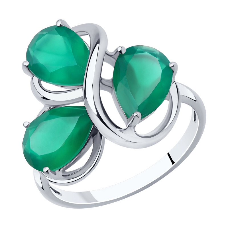 Кольцо серебряное с агатами