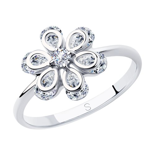 Кольцо из серебра с фианитами