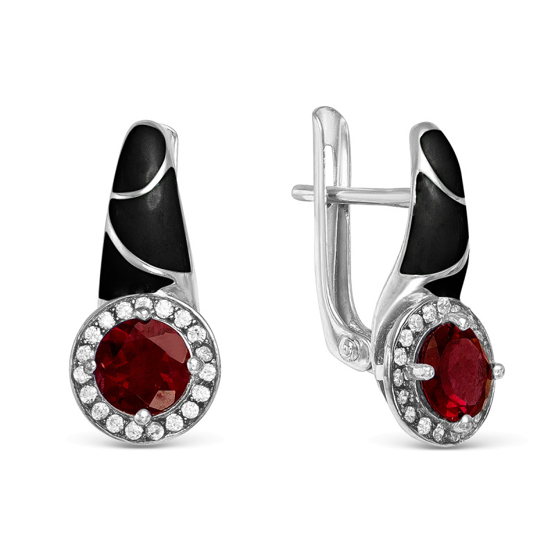 Серьги с гранатом и цирконием