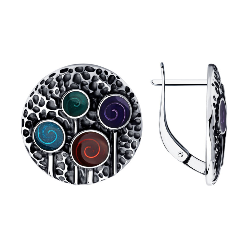 Серебряные серьги с эмалью